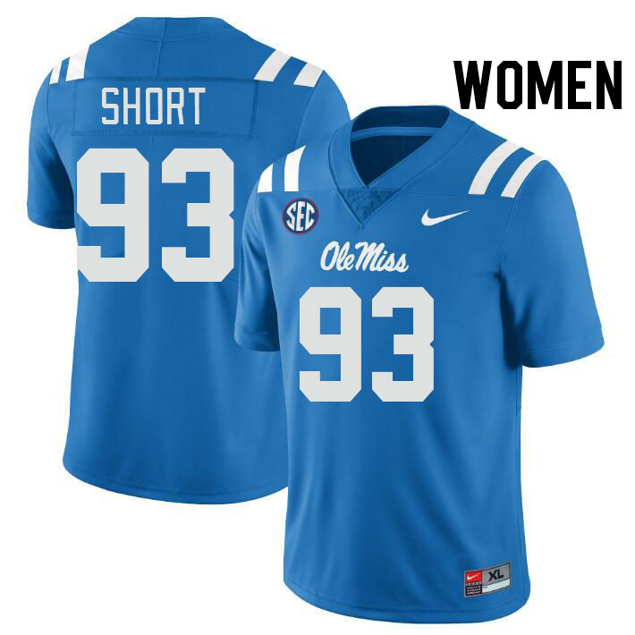 Women #93 Carter Short Ole Miss Rebels College Football Jerseys Stitched-Power Blue